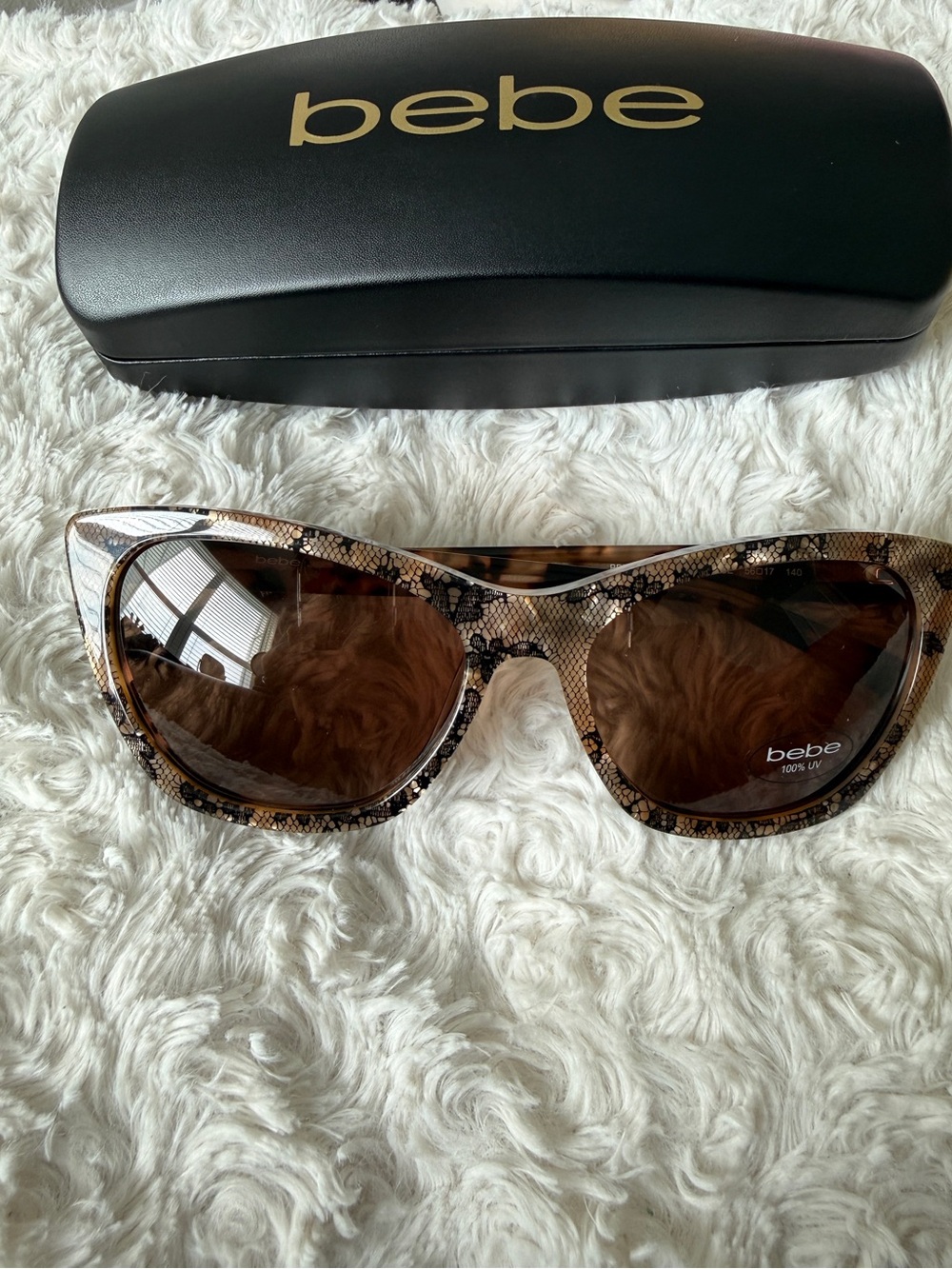 bebe Brown Snakeskin Cat-Eye Sunglasses with Brown Lenses